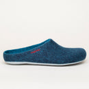 Merino-Hausschuh mit Ledersohle "dark-petrol"