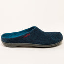 Merino-Hausschuh mit Gummilaufsohle "dark-petrol"