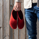 Merino-Hausschuh mit Gummilaufsohle "rubin"