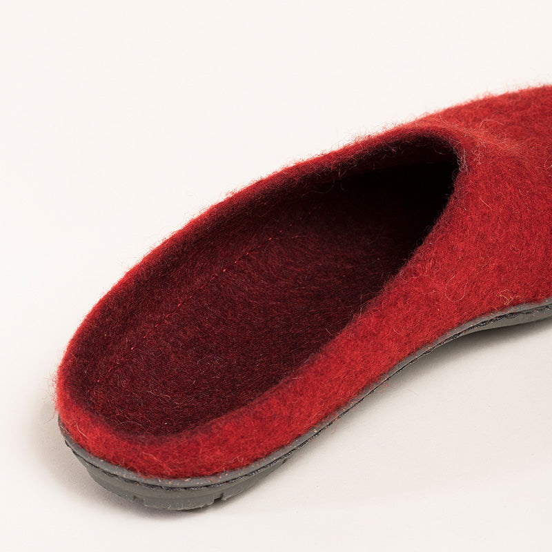 Merino-Hausschuh mit Gummilaufsohle "rubin"