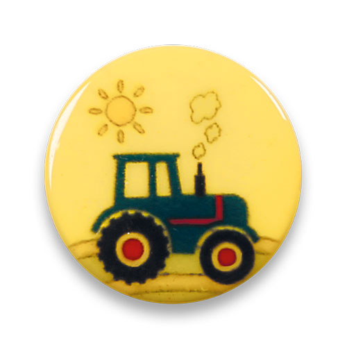 Knopf Traktor gelb
