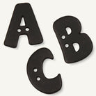 Alphabetknopf schwarz (einzeln)