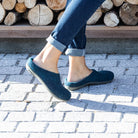 Merino-Hausschuh mit Gummilaufsohle "dark-petrol"